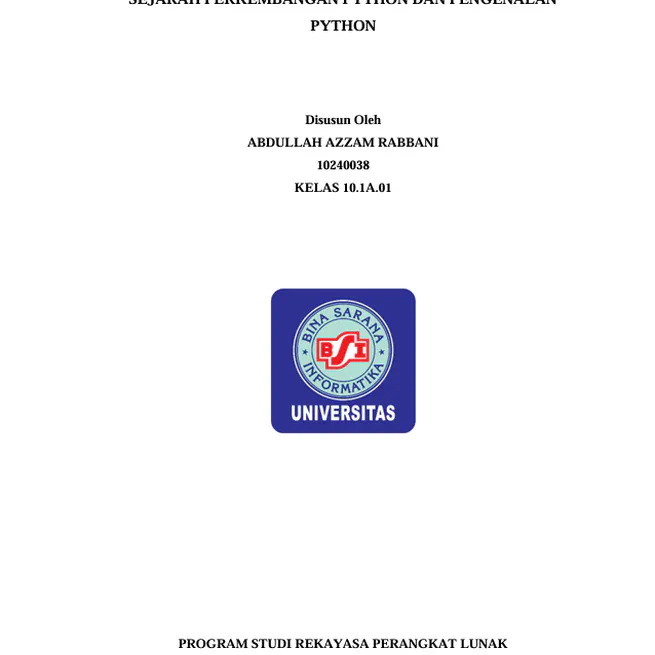 SEJARAH PERKEMBANGAN PYTHON DAN PENGENALAN PYTHON